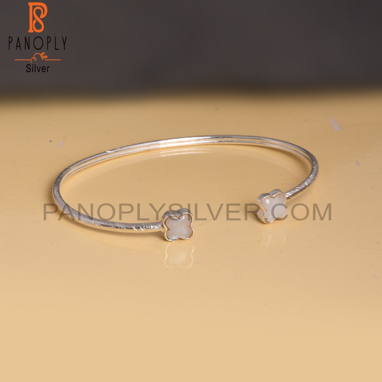 Rainbow Moonstone Flower Adjustable Bangles