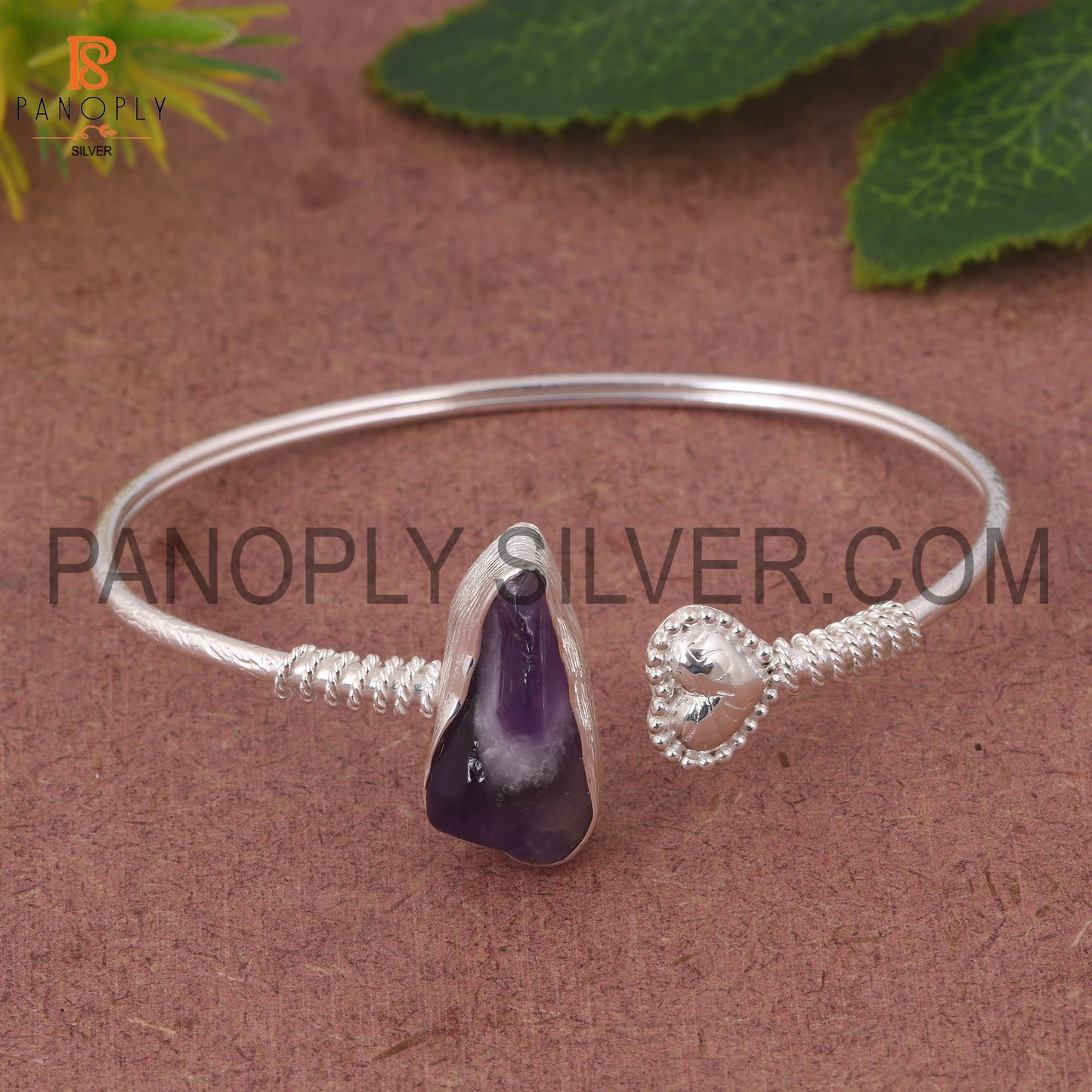 Stalactite Amethyst Silver Cuff Bangle Gemstone Jewelry