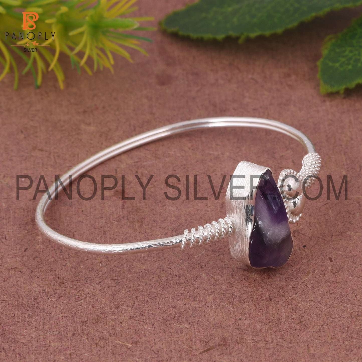 Stalactite Amethyst Silver Cuff Bangle Gemstone Jewelry