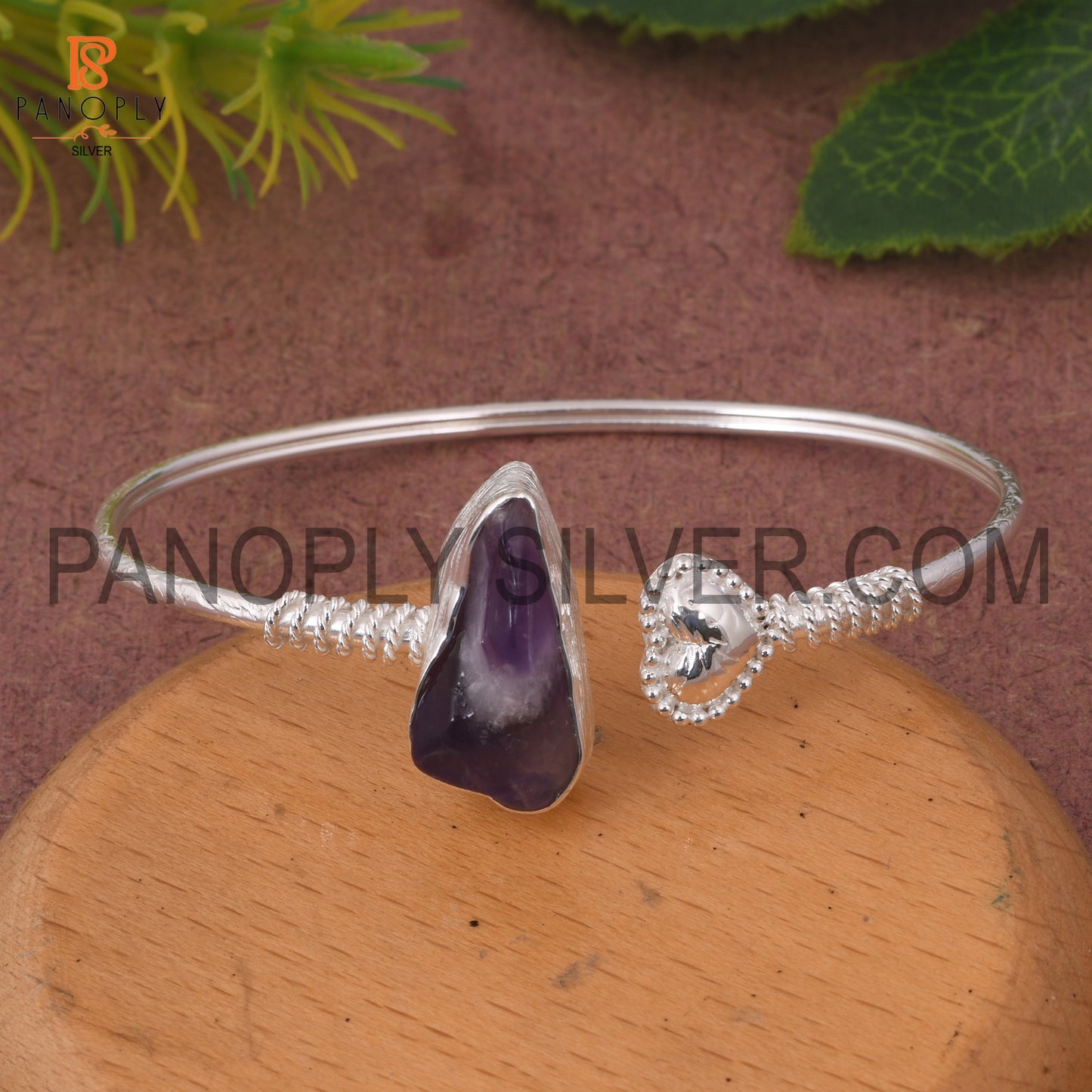 Stalactite Amethyst Silver Cuff Bangle Gemstone Jewelry