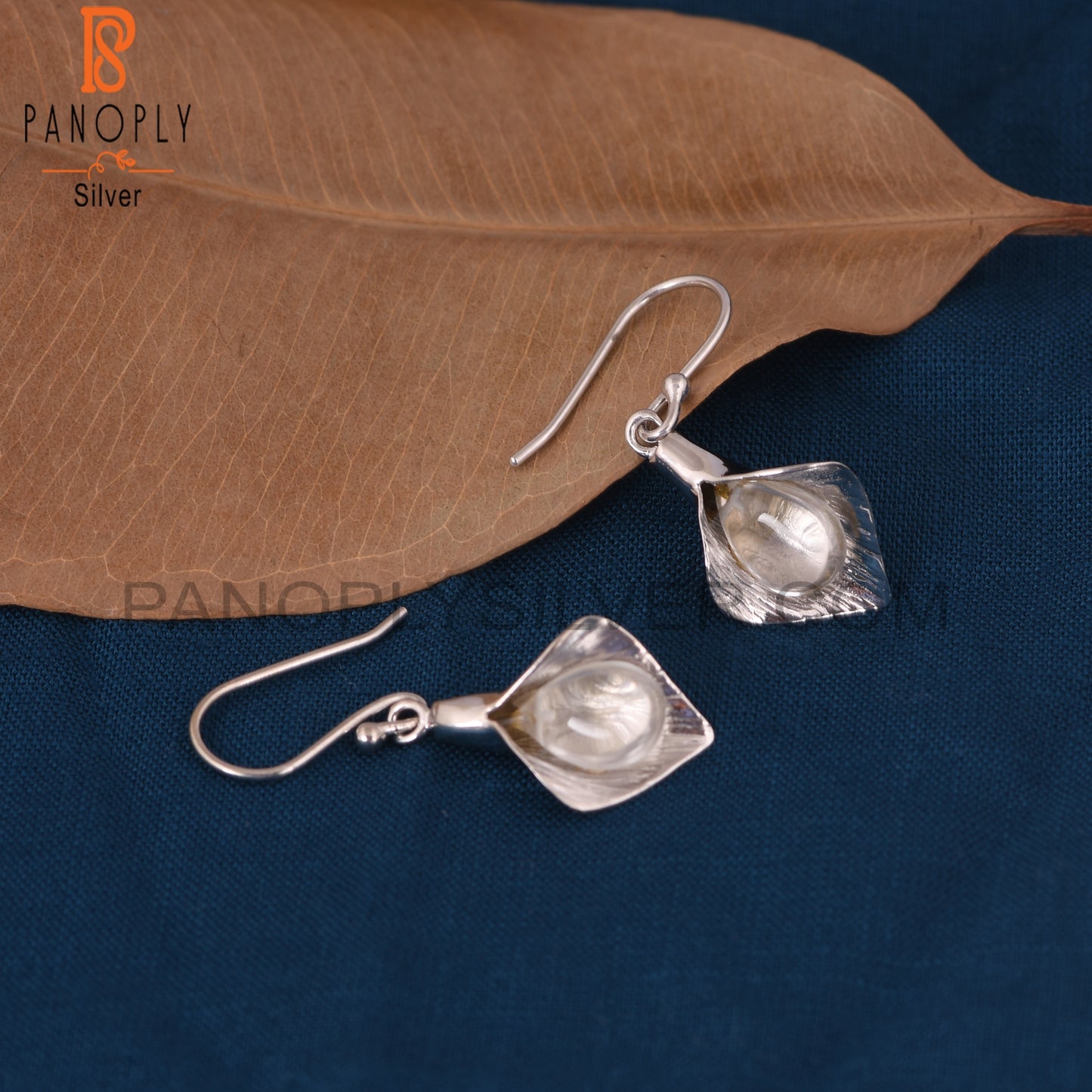 Floral Design 925 Sterling Silver Crystal Quartz Earring