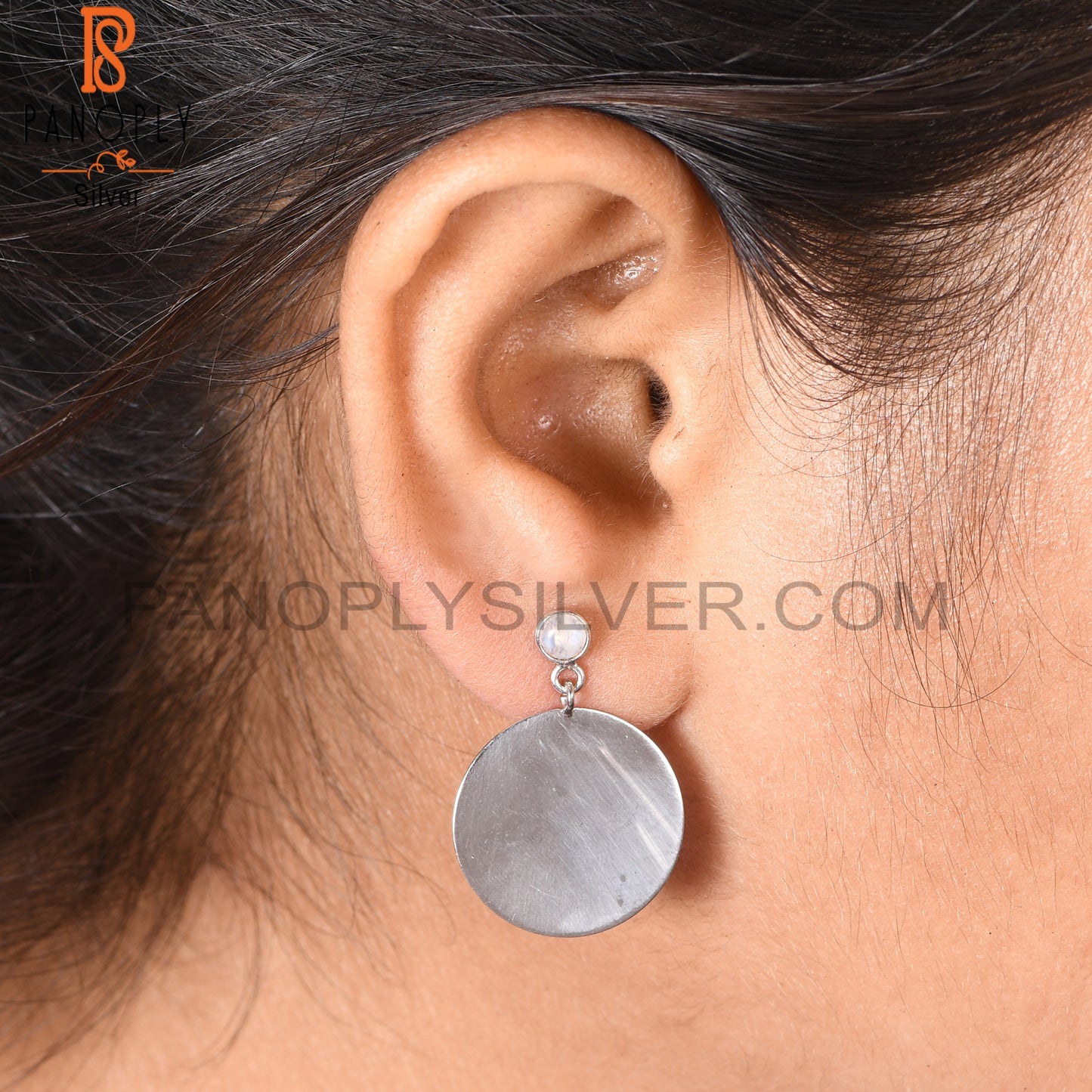 Handmade 925 Fine Silver Rainbow Girls Disc Earrings