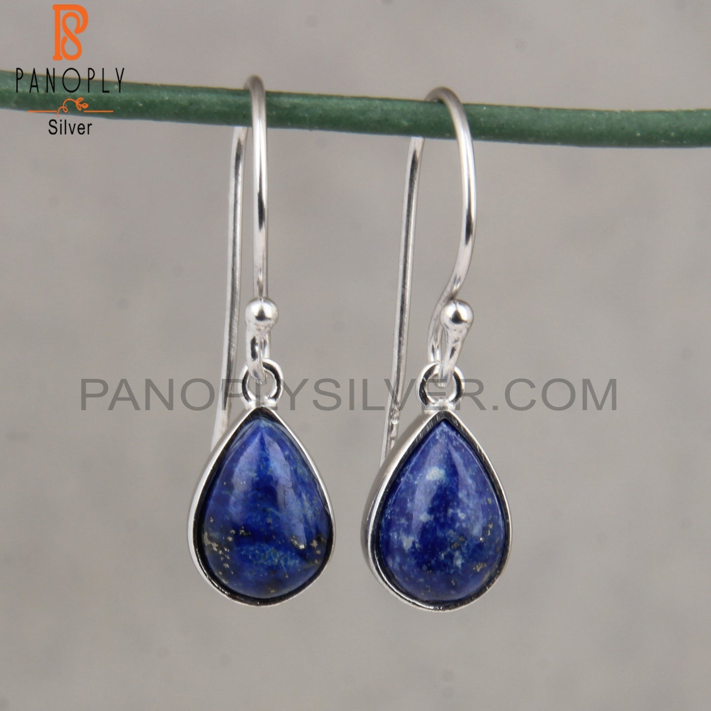 Pear Shape Lapis Set Fine 925 Silver Earwire Earrings