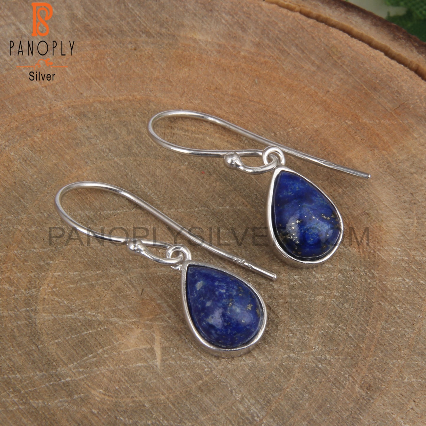 Pear Shape Lapis Set Fine 925 Silver Earwire Earrings