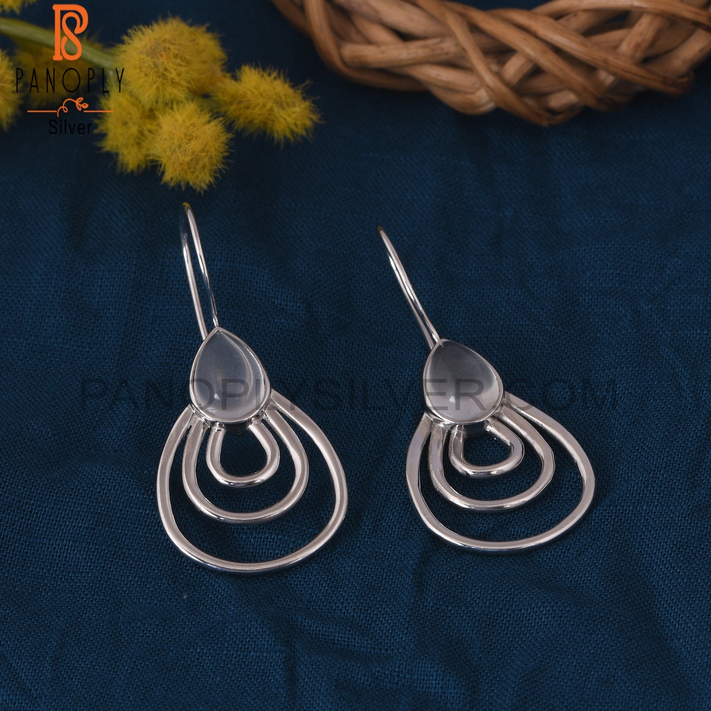 Crystal Quartz 925 Silver White Rhodium Plated Earrings Jewelry