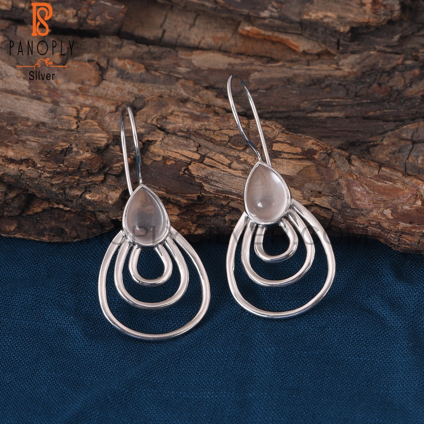 Crystal Quartz 925 Silver White Rhodium Plated Earrings Jewelry