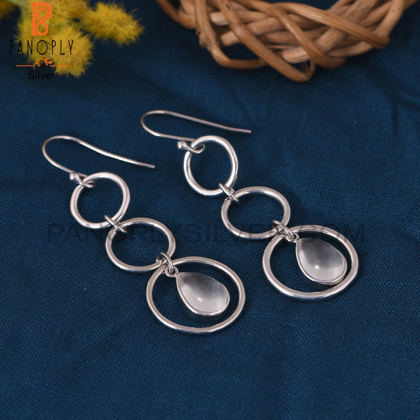 Interlocking Circle Crystal 925 Starling Silver Earrings