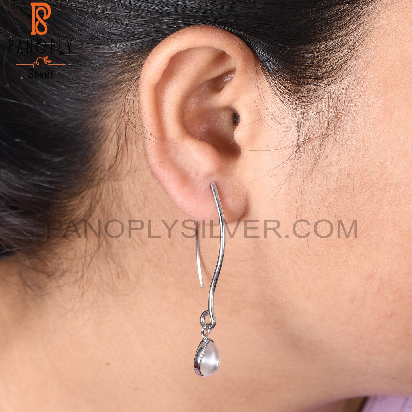 Crystal Quartz 925 Sterling Silver Teardrop Earrings