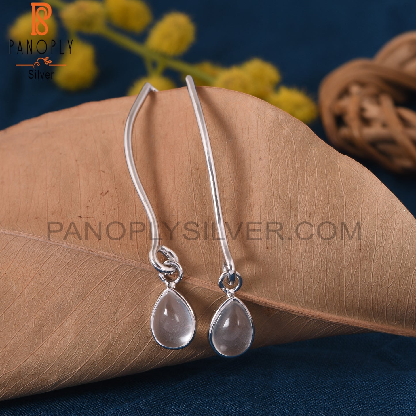 Crystal Quartz 925 Sterling Silver Teardrop Earrings