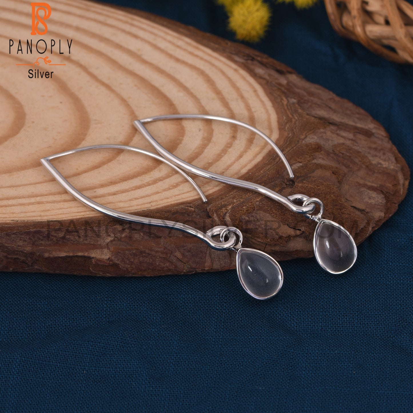 Crystal Quartz 925 Sterling Silver Teardrop Earrings