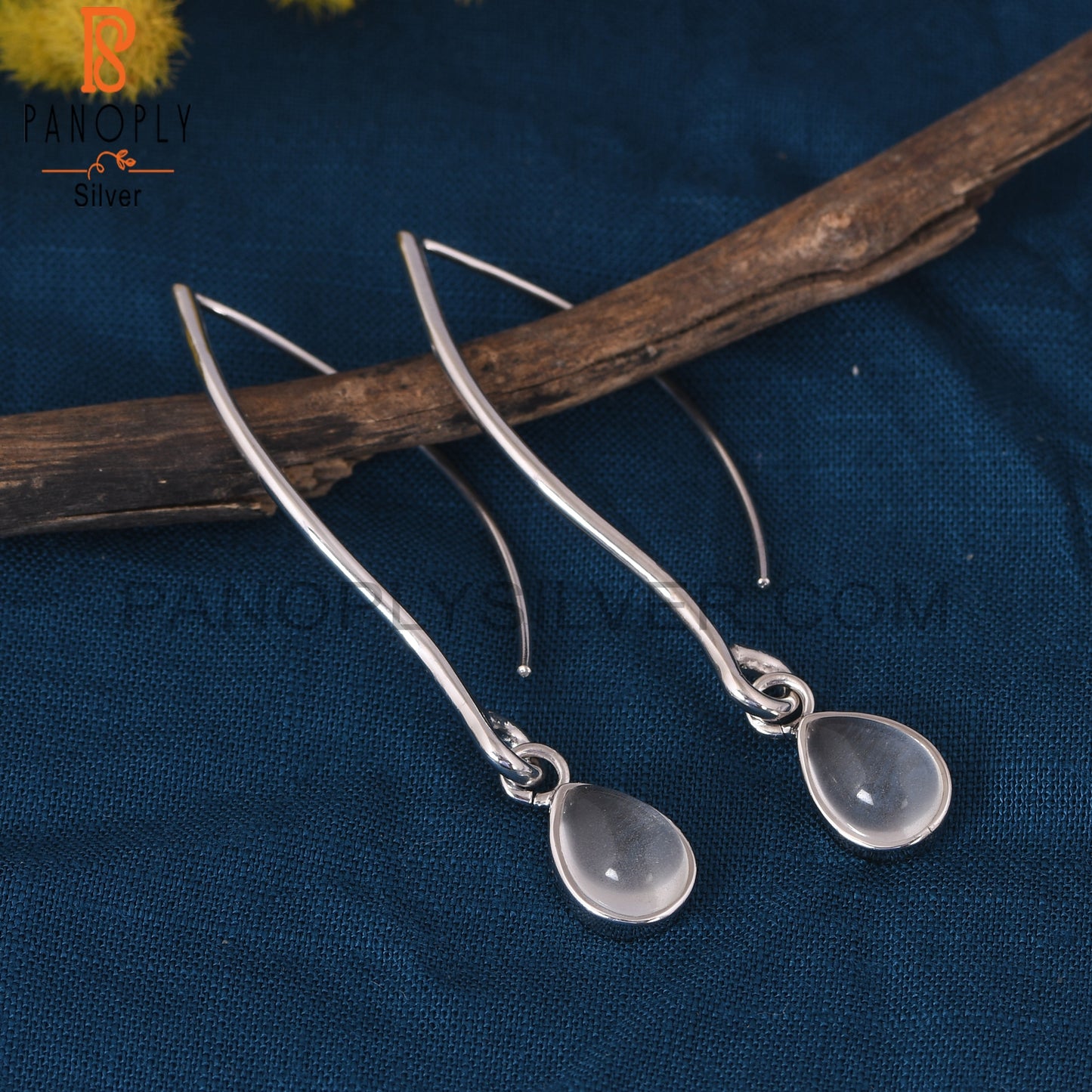 Crystal Quartz 925 Sterling Silver Teardrop Earrings