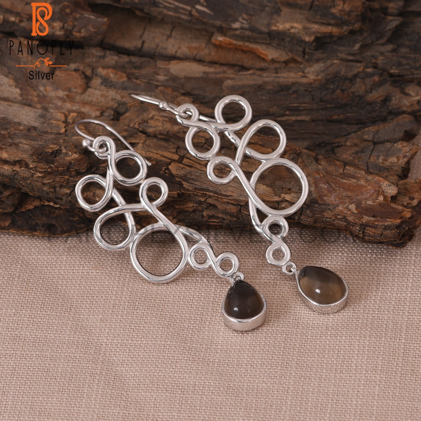 Smoky Squiggle Shape 925 Sterling Sivler Earrings