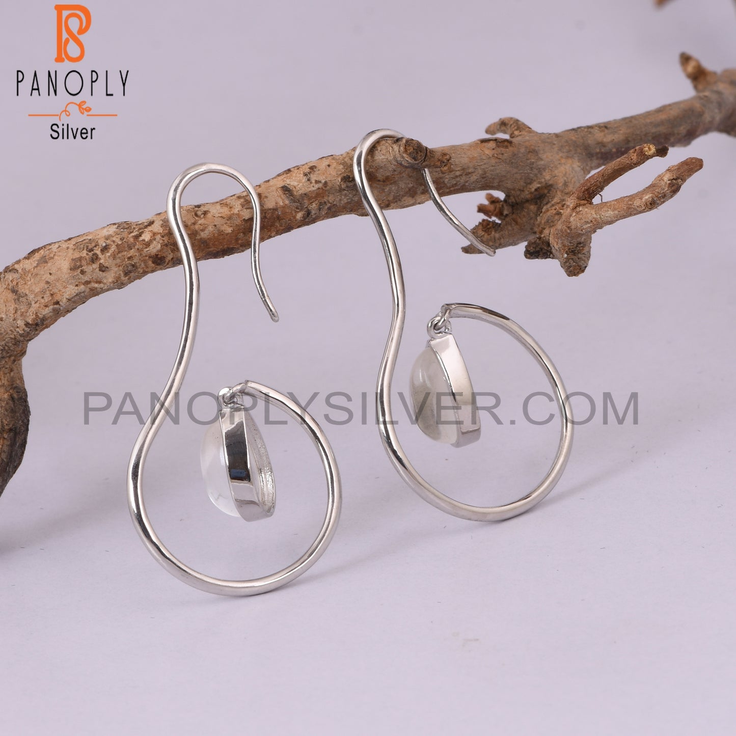 Crystal Quartz 925 Sterling Silver Curved Earrings