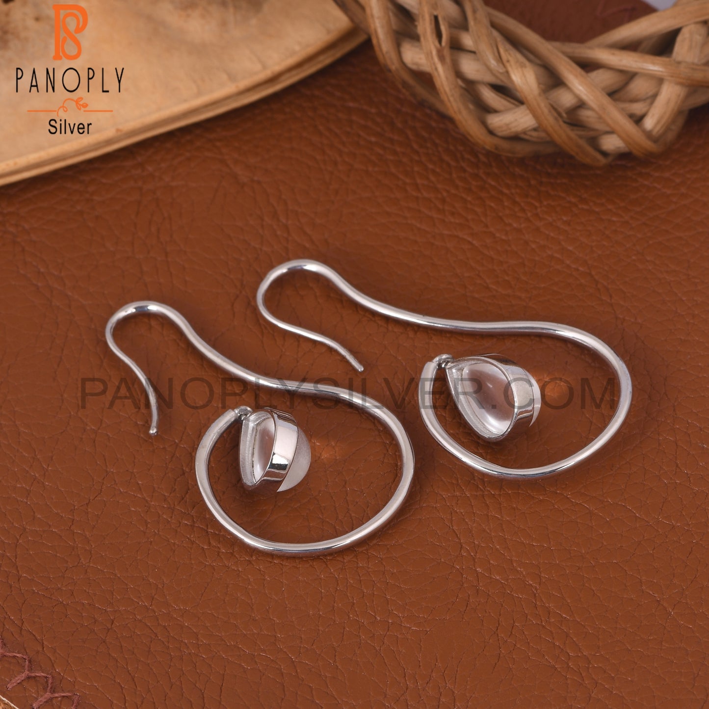 Crystal Quartz 925 Sterling Silver Curved Earrings