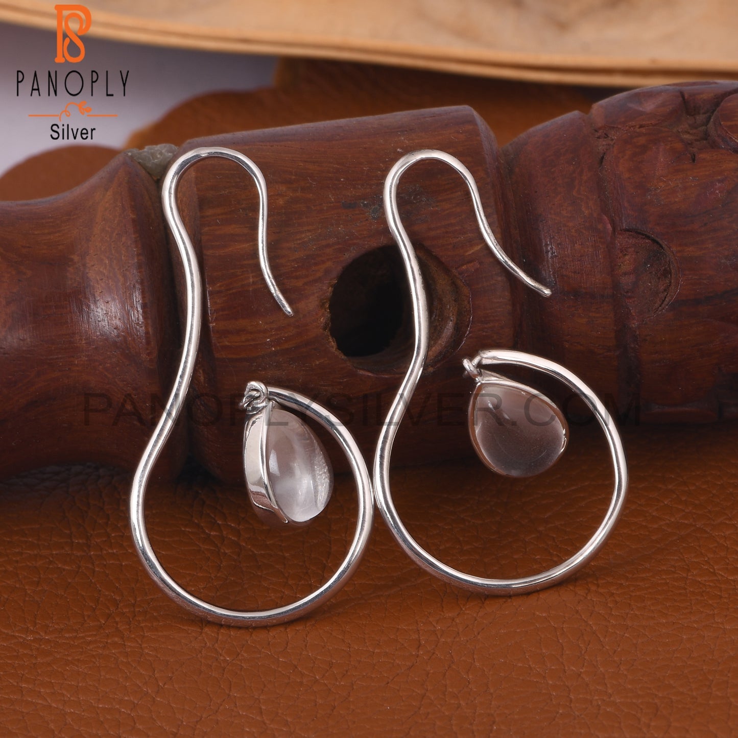 Crystal Quartz 925 Sterling Silver Curved Earrings