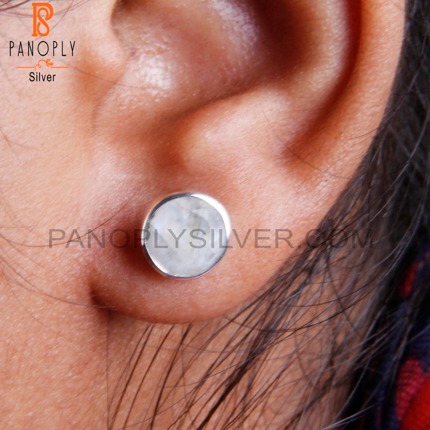 Moonstone Rainbow Stud 925 Sterling Silver Earrings