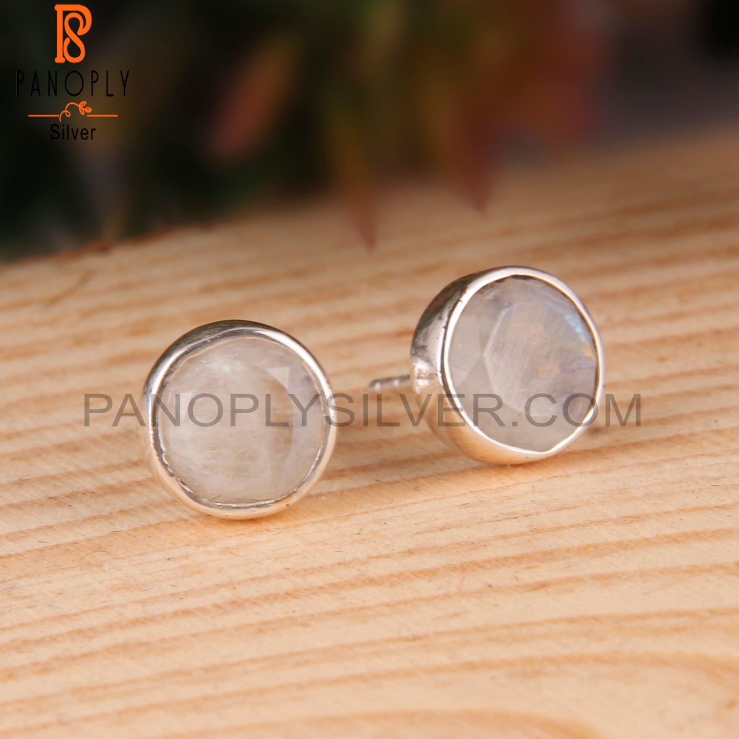 Moonstone Rainbow Stud 925 Sterling Silver Earrings