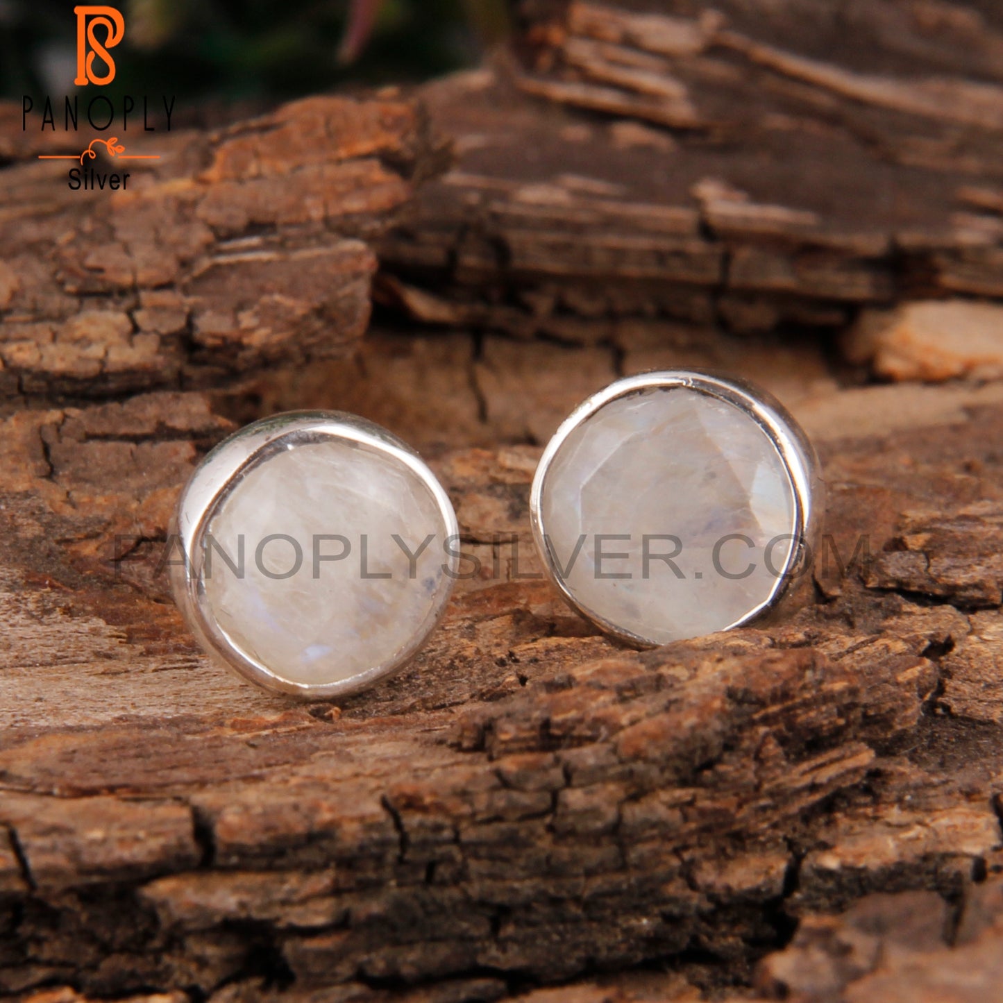 Moonstone Rainbow Stud 925 Sterling Silver Earrings
