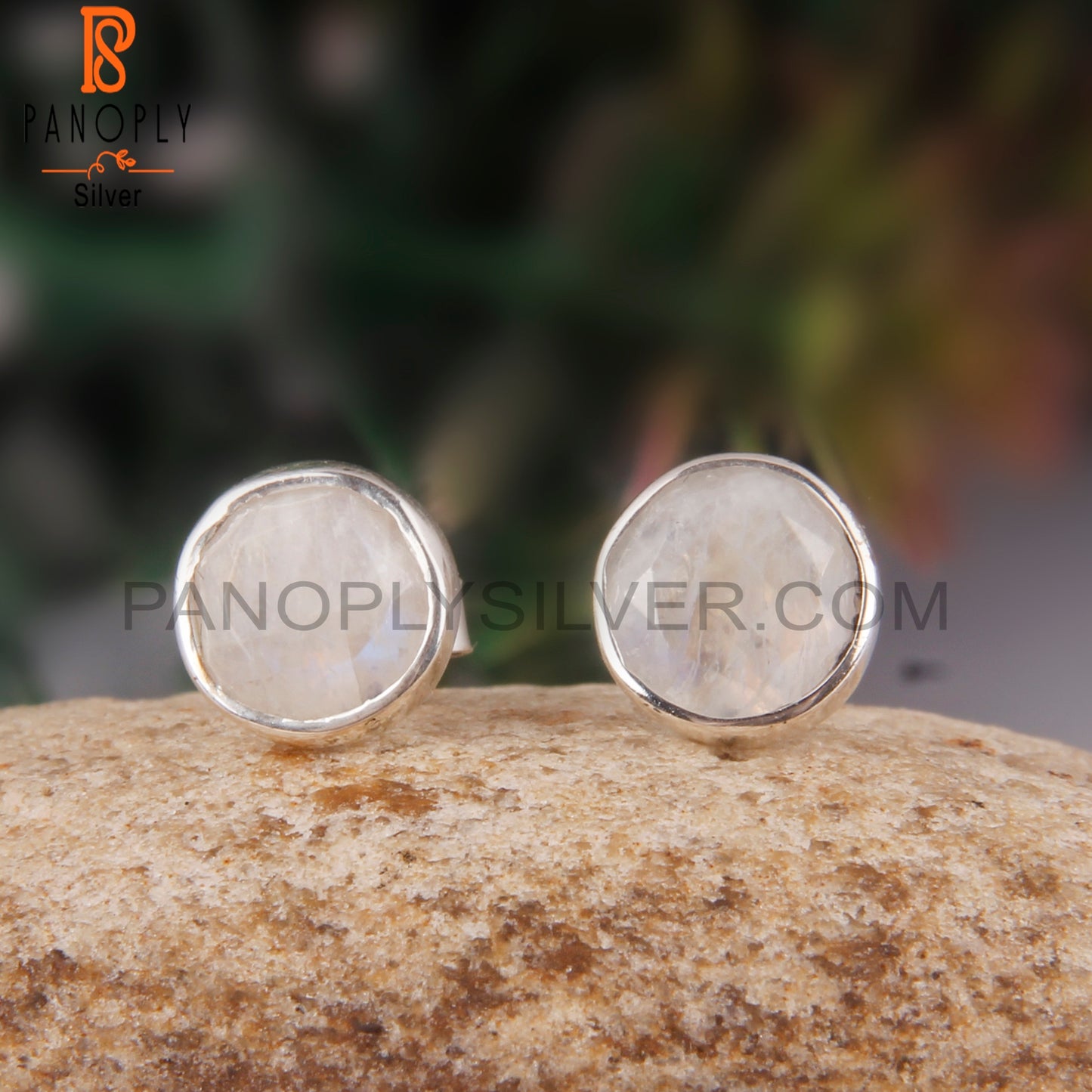 Moonstone Rainbow Stud 925 Sterling Silver Earrings