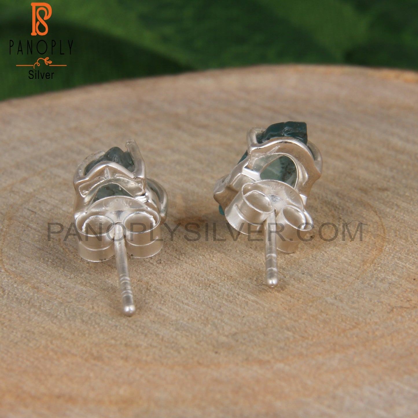 Natural Raw Apatite Prong Set Stud Earrings