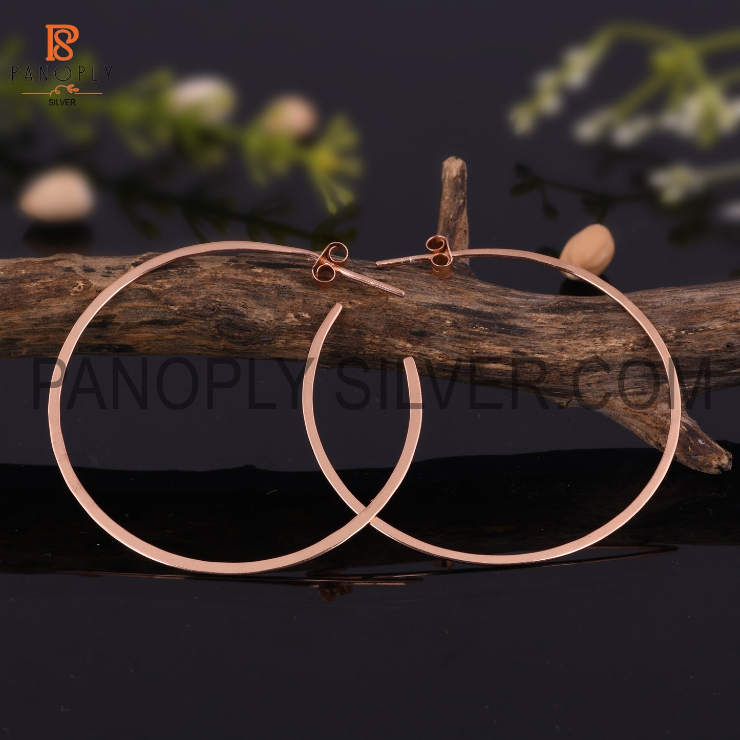 925 Sterling Silver Rose Gold Plated Round Hoop Earrings