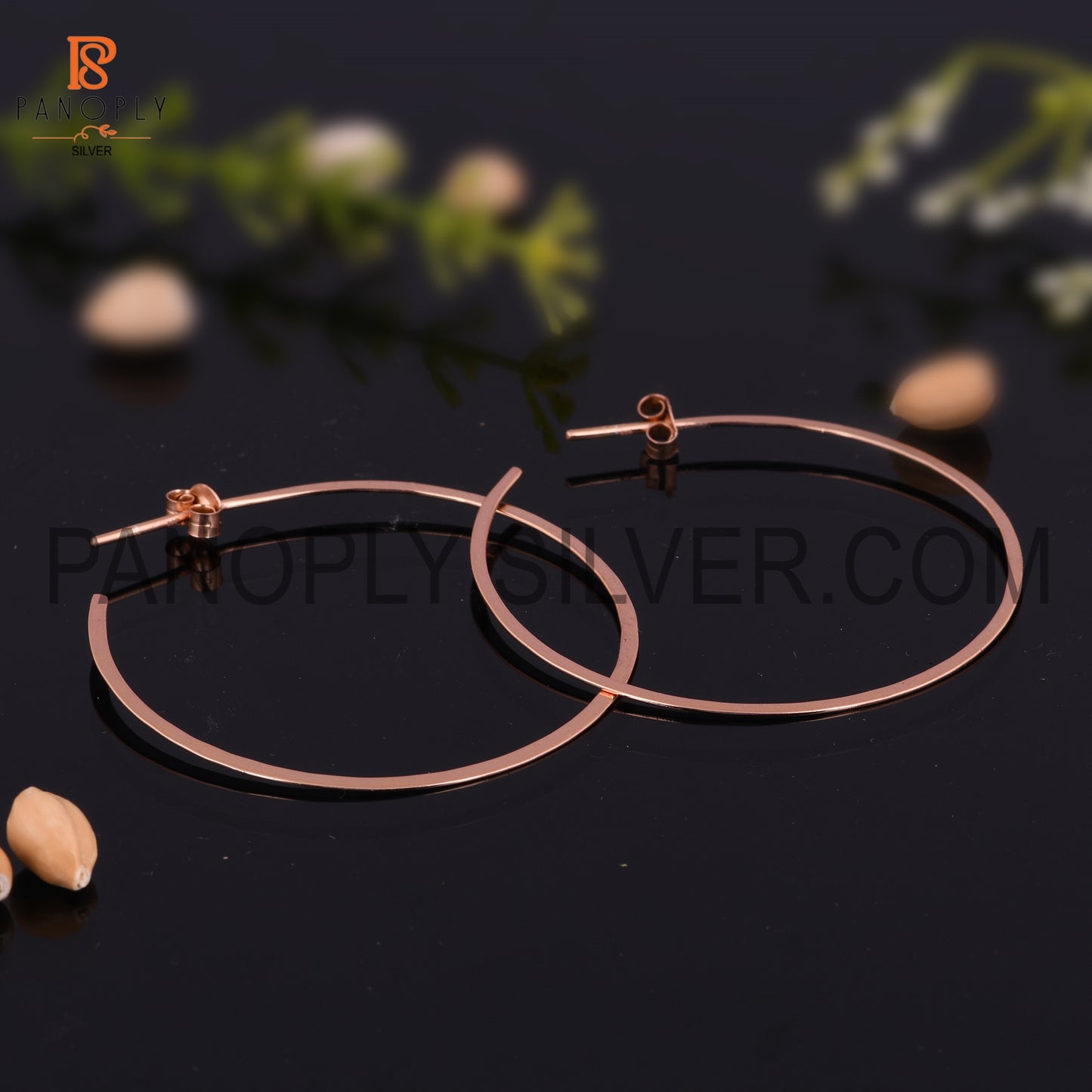 925 Sterling Silver Rose Gold Plated Round Hoop Earrings