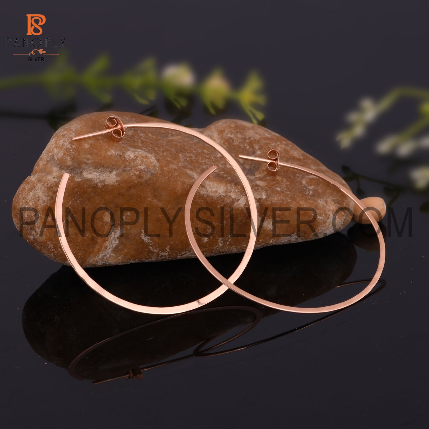 925 Sterling Silver Rose Gold Plated Round Hoop Earrings