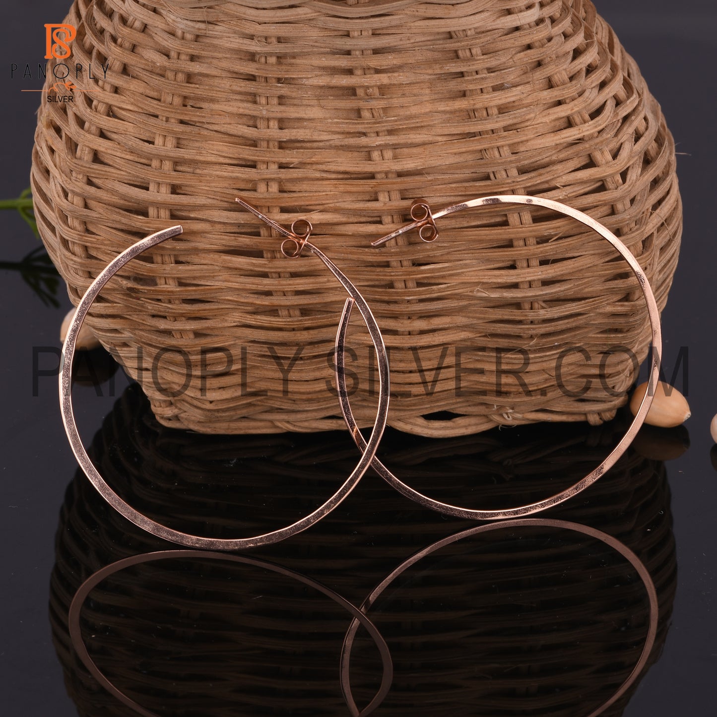 925 Sterling Silver Rose Gold Plated Round Hoop Earrings