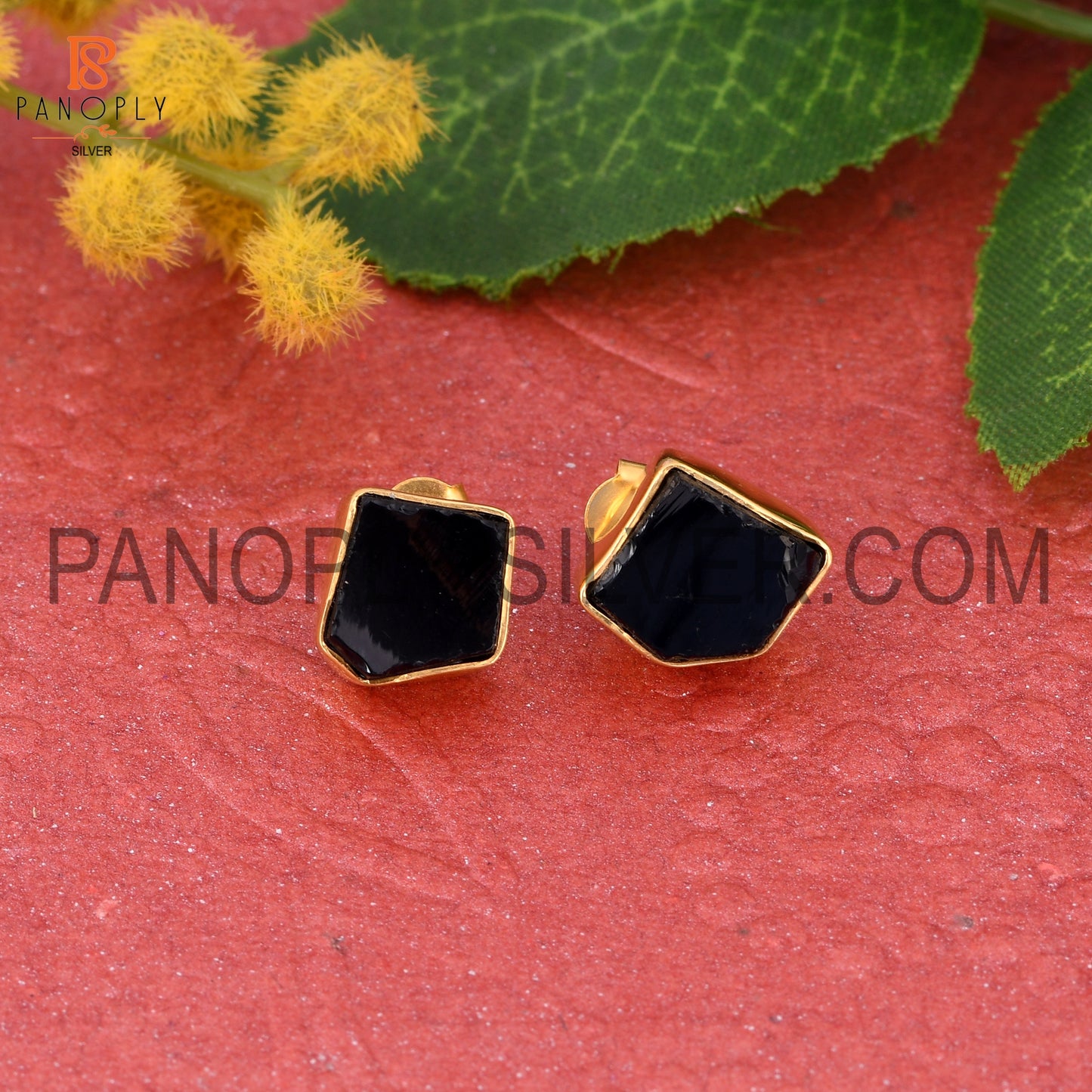 Black Obsidian 925 Silver Gem Bold Elegant Stud Women