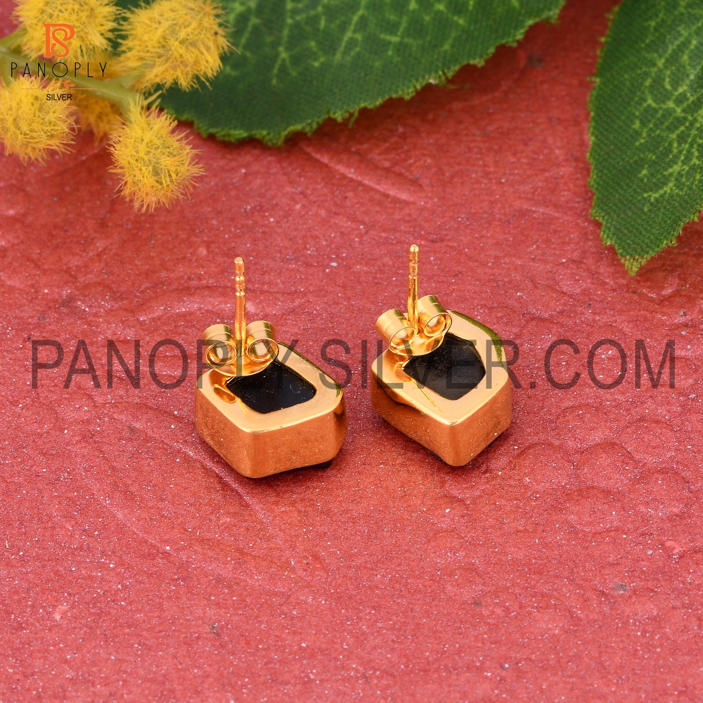 Black Obsidian 925 Silver Gem Bold Elegant Stud Women