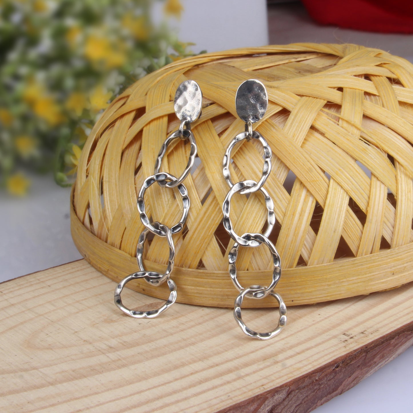Long Drop 925 Sterling Silver Chain Earrings