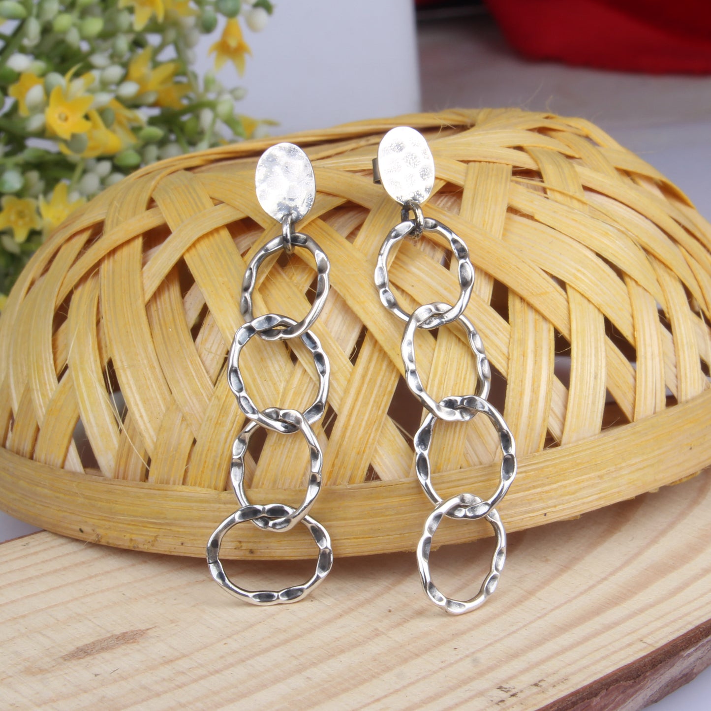 Long Drop 925 Sterling Silver Chain Earrings