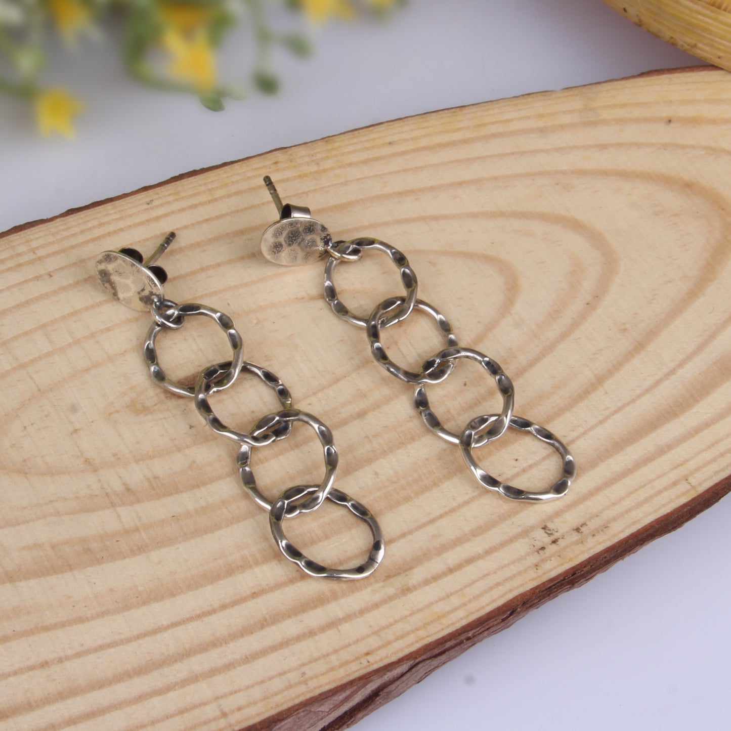 Long Drop 925 Sterling Silver Chain Earrings