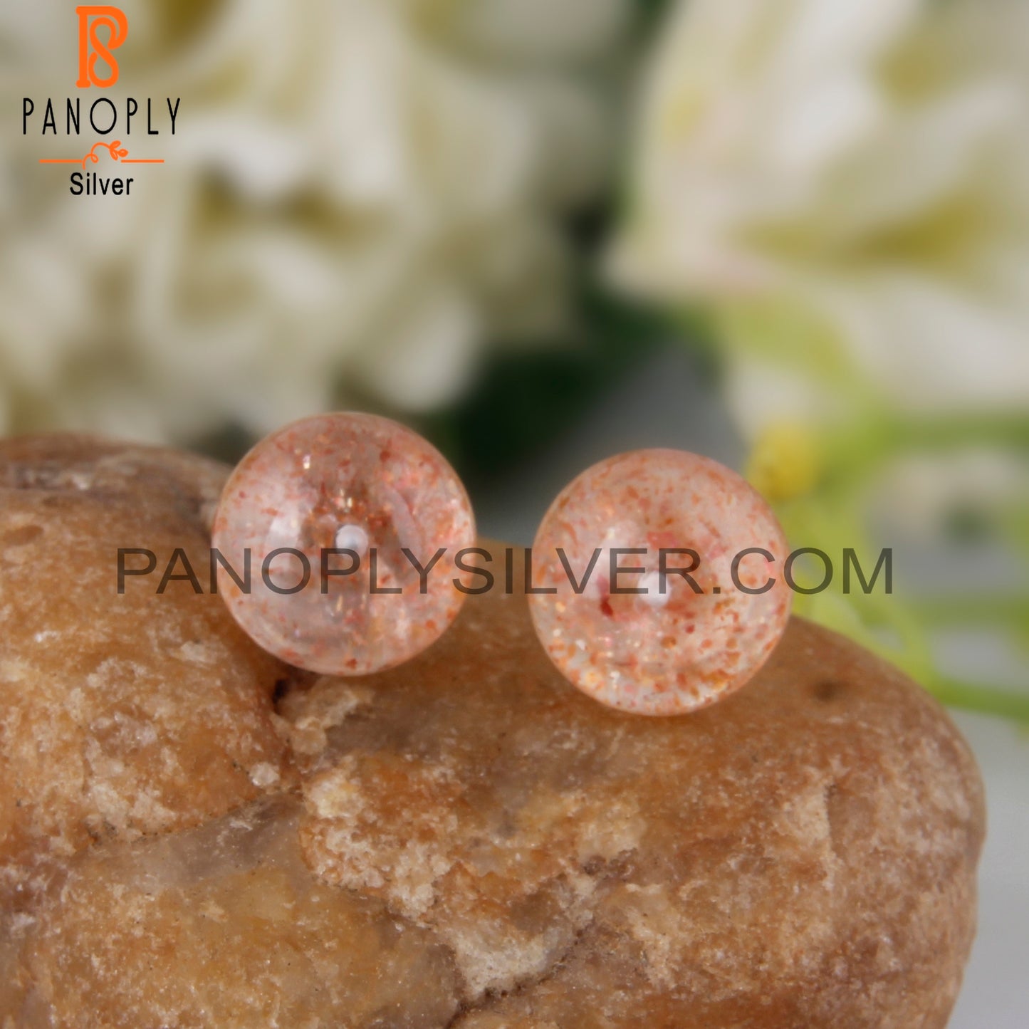 Doublet Sunstone Crystal Stud 925 Sterling Silver Earrings