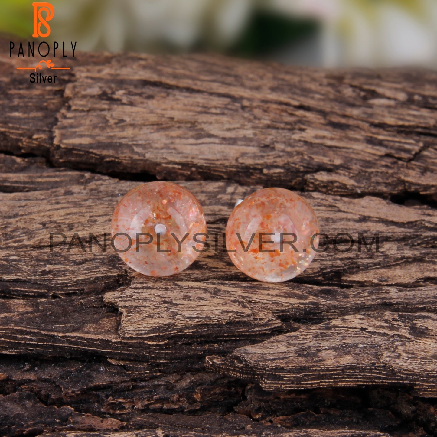 Doublet Sunstone Crystal Stud 925 Sterling Silver Earrings