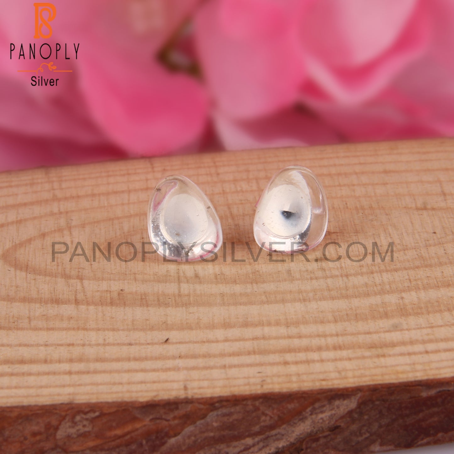 Crystal Quartz 925 Silver Stud Earrings Gift For Her