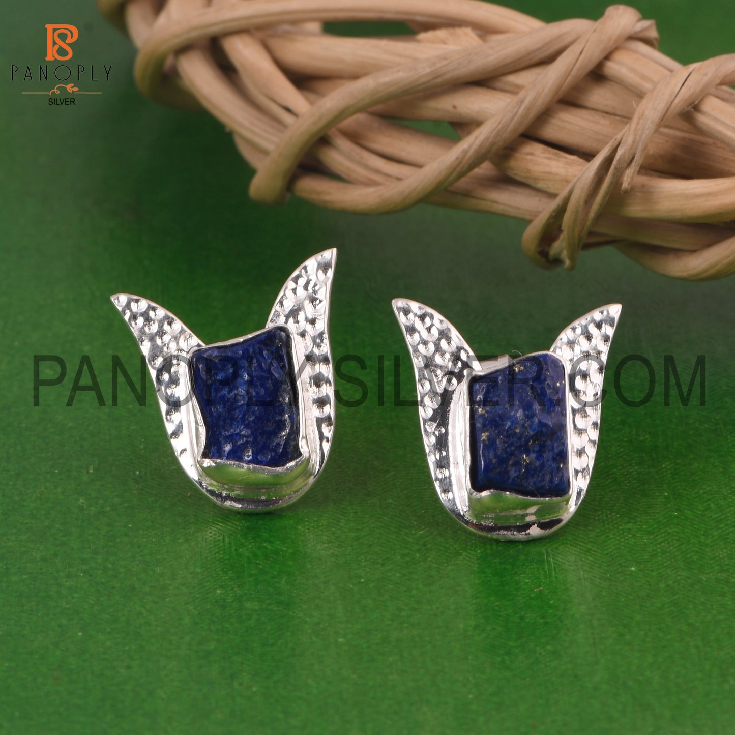 Lapis Rough 925 Sterling Silver Earrings