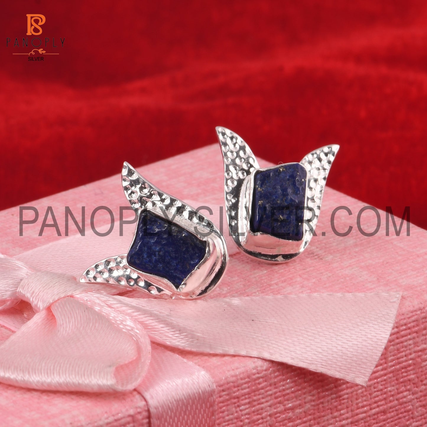 Lapis Rough 925 Sterling Silver Earrings