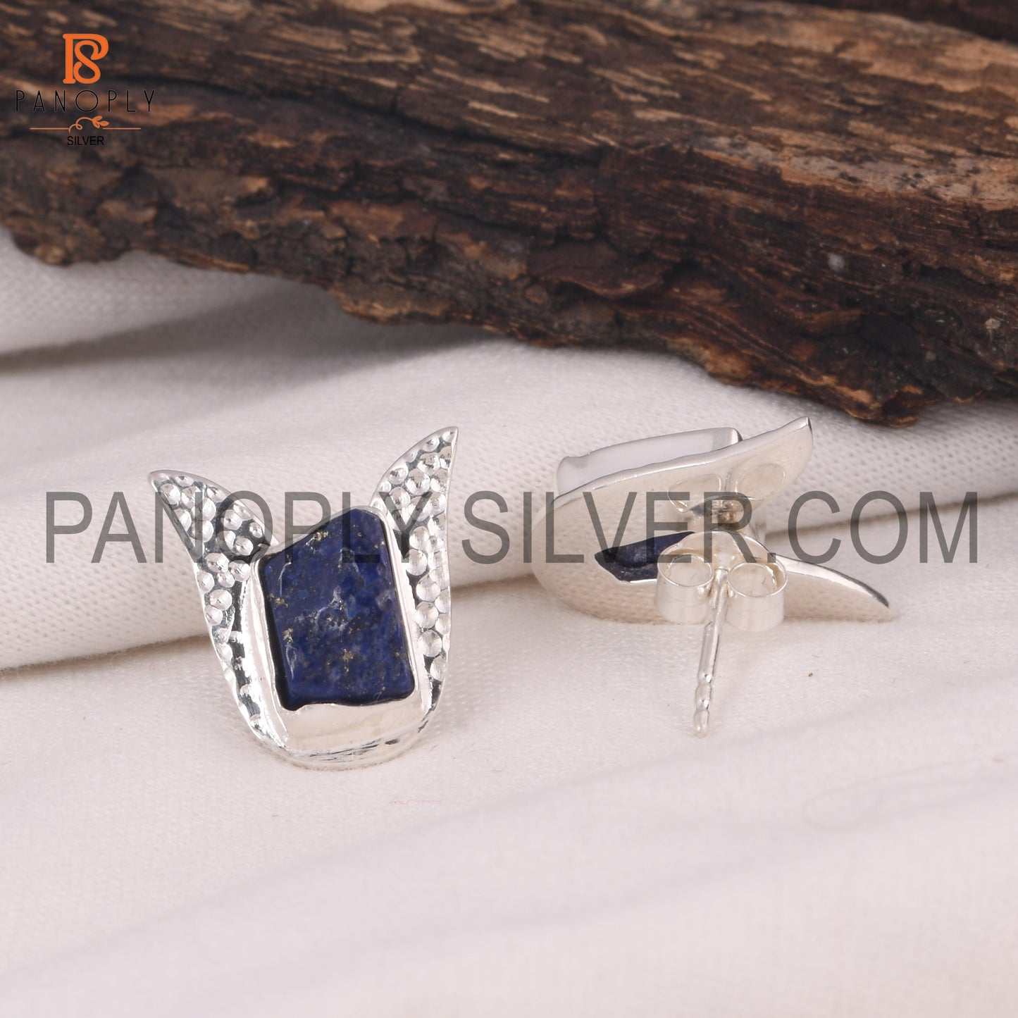 Lapis Rough 925 Sterling Silver Earrings