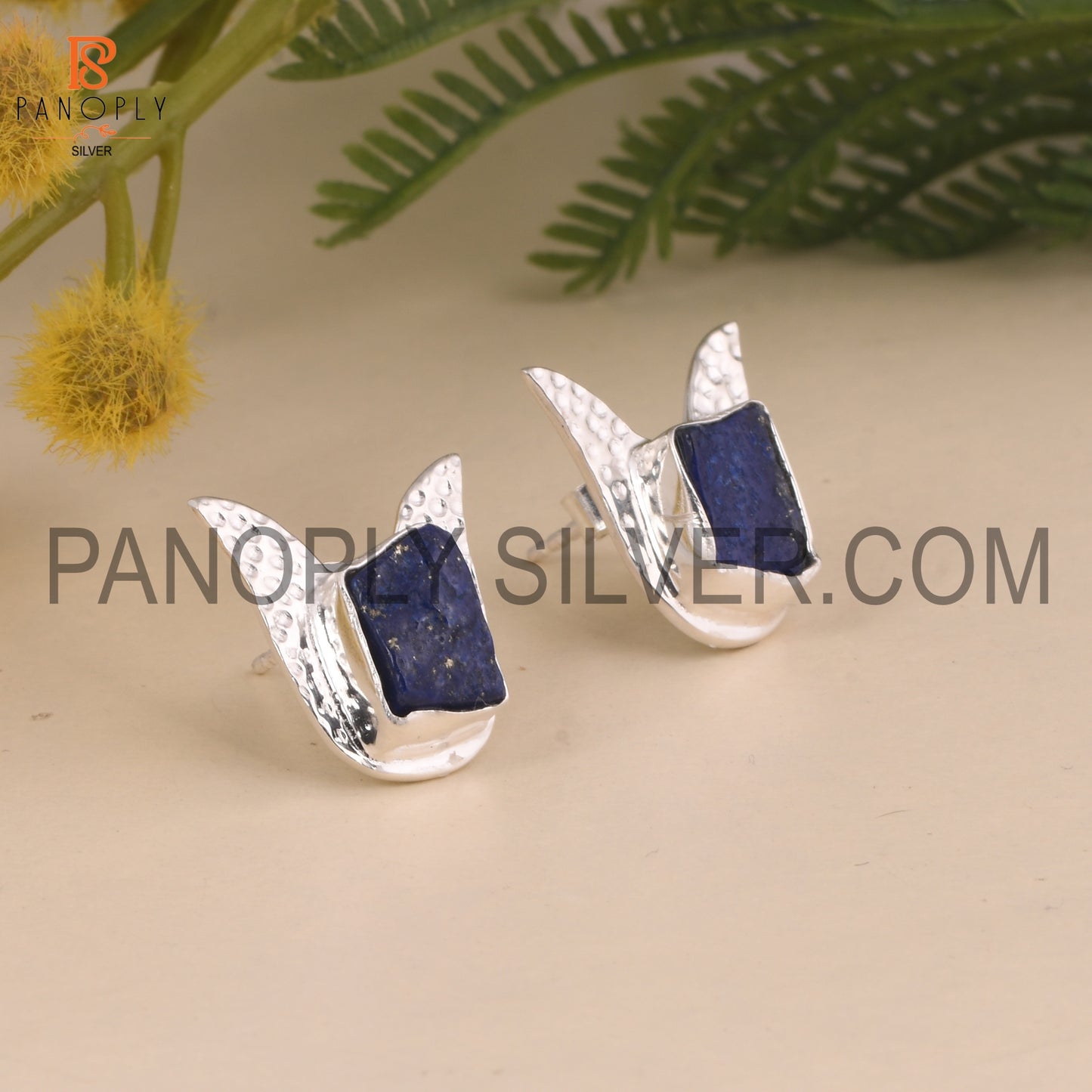 Lapis Rough 925 Sterling Silver Earrings