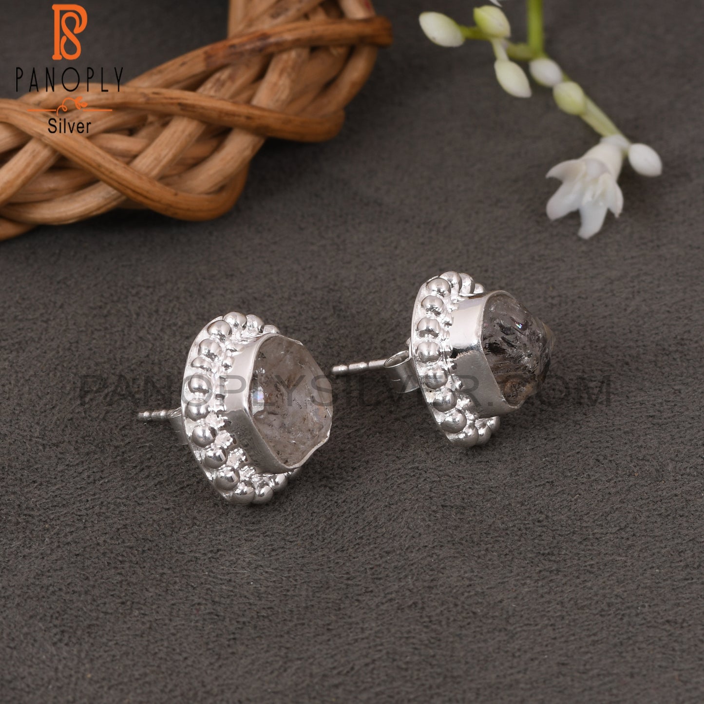 Herkimar Diamond Rough 925 Sterling Silver Earrings