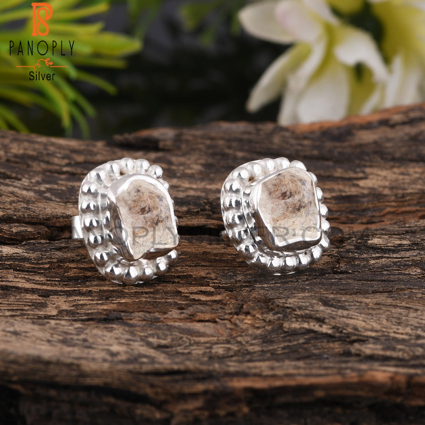Herkimar Diamond Rough 925 Sterling Silver Earrings