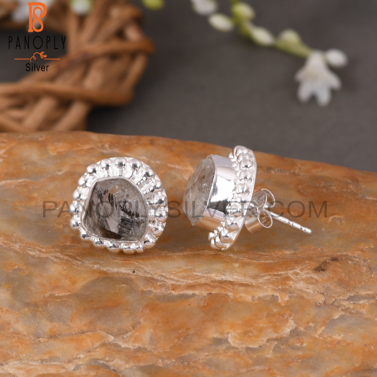 Herkimar Diamond Rough 925 Sterling Silver Earrings