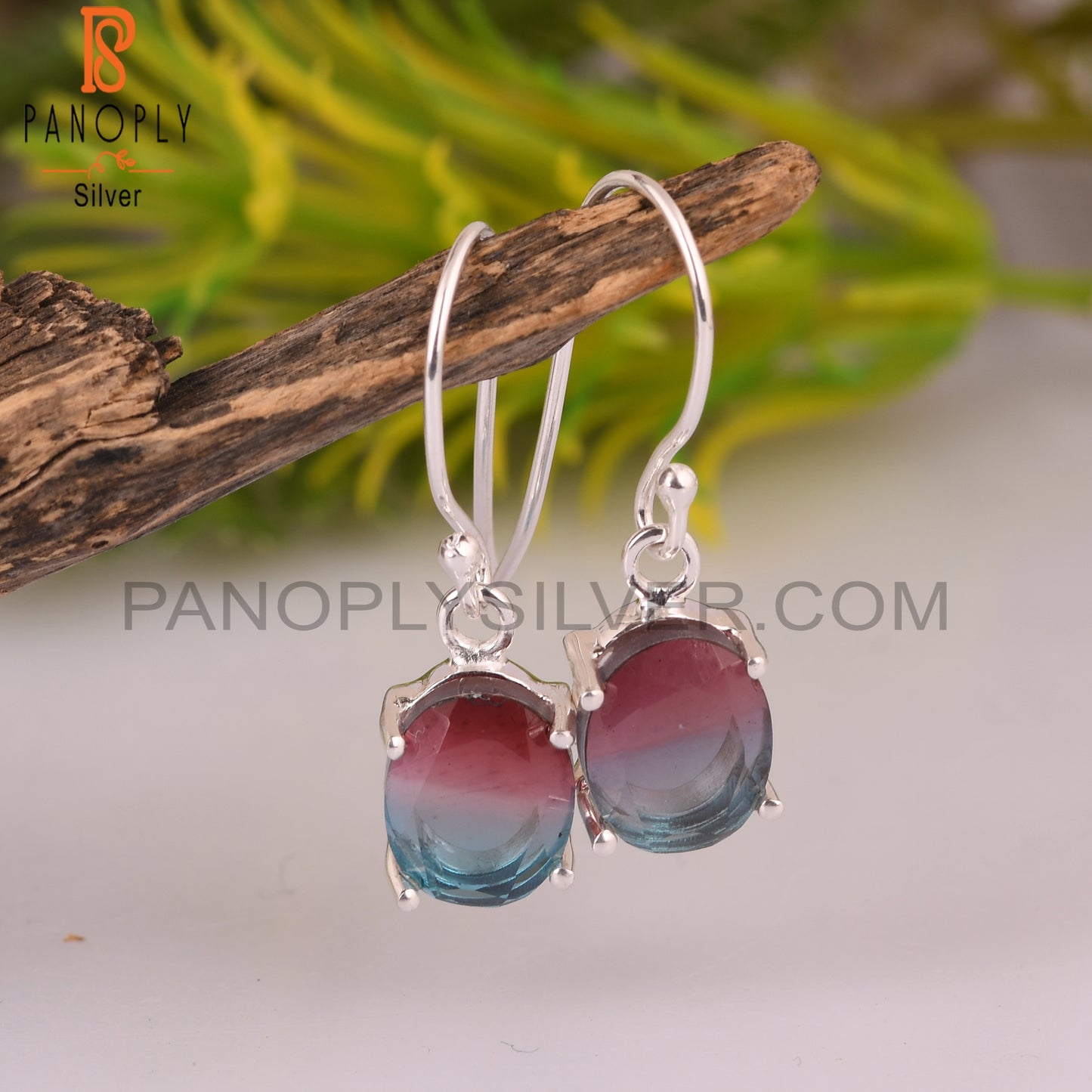 Bio Alexandrite Doublet Quartz Oval Silver Earrings