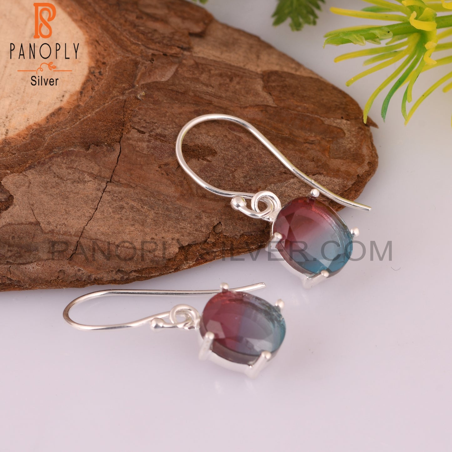 Bio Alexandrite Doublet Quartz Oval Silver Earrings