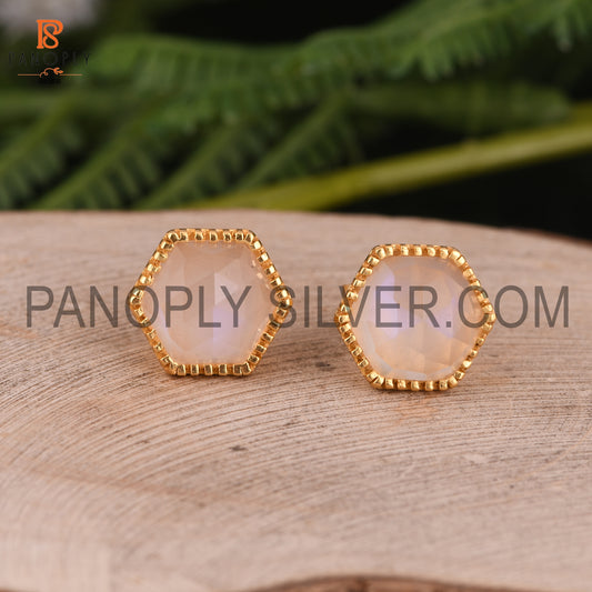 1 Micron Gold Plated Hexagon Shape Earring For Mother Gift Jewelry