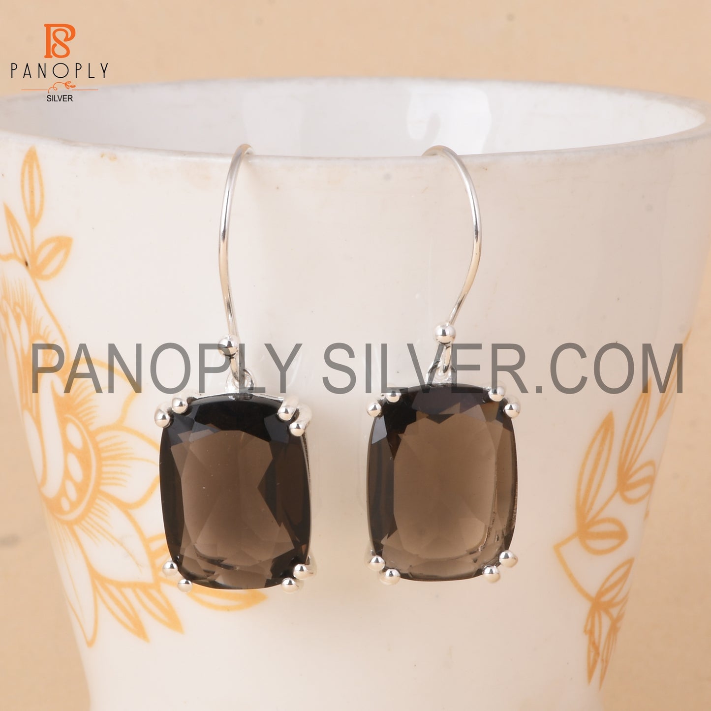 Beautiful Brown Smoky 925 Quality Silver Earrings