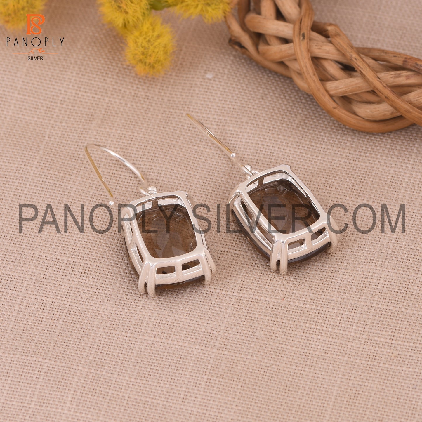 Beautiful Brown Smoky 925 Quality Silver Earrings