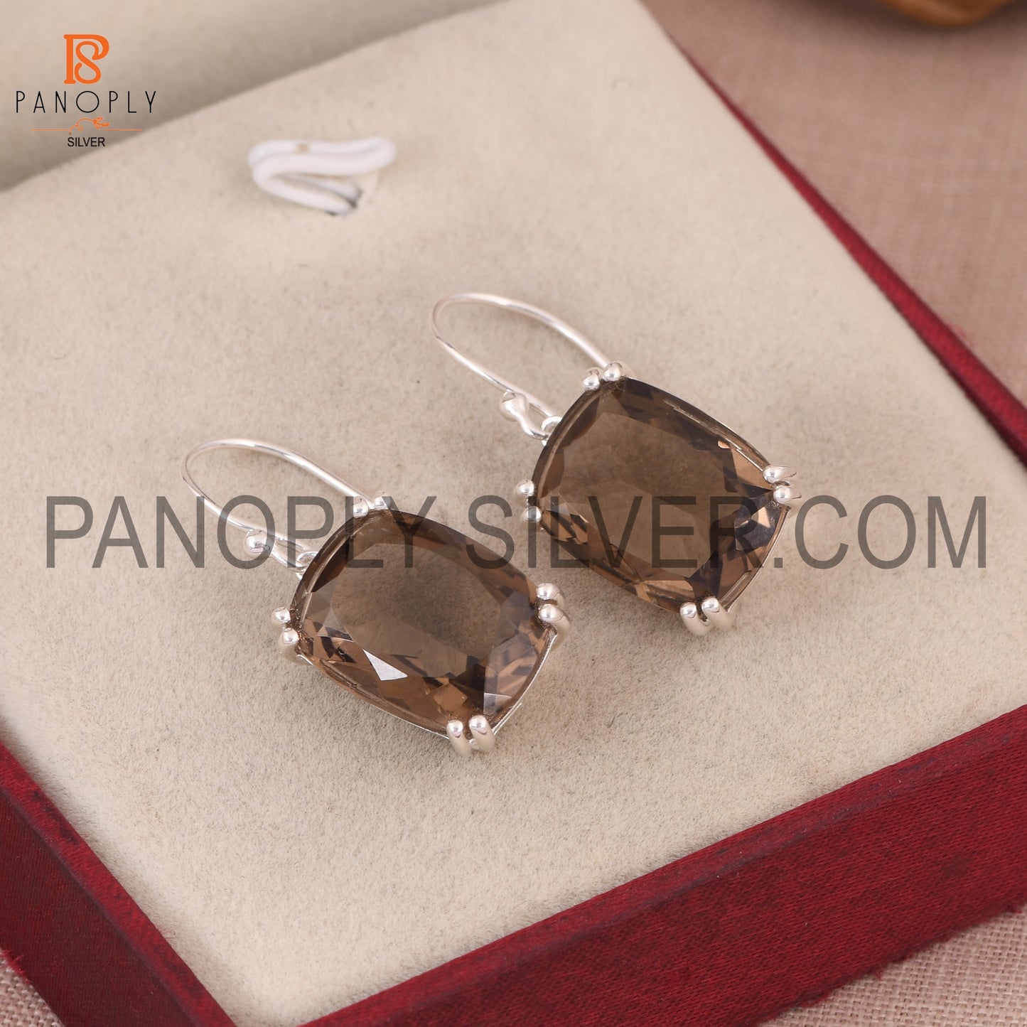 Beautiful Brown Smoky 925 Quality Silver Earrings