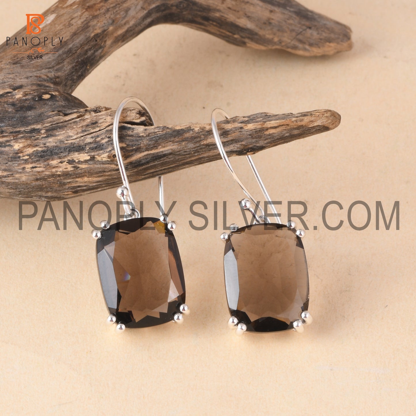 Beautiful Brown Smoky 925 Quality Silver Earrings